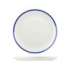 Churchill RETRO BLUE ROUND COUPE PLATE-260mm WHITE W/BLUE LINE (x12)