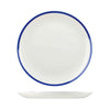 Churchill RETRO BLUE ROUND COUPE PLATE-288mm  WHITE W/BLUE LINE (x12)