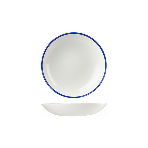 Churchill RETRO BLUE ROUND COUPE BOWL-182mm Ø | 426ml WHITE W/BLUE LINE (x12)