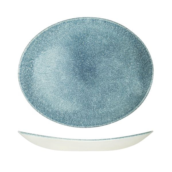Churchill STUDIO PRINTS RAKU OVAL COUPE PLATE-270x229mm TOPAZ BLUE (x12)