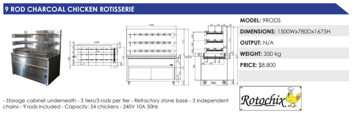 SHEFFIELD Charcoal Chicken Rotisserie (Narrow)