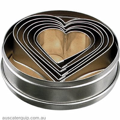 Chef Inox CUTTER SET-HEART 6pc SIZE: 50-90mm-Auscaterquip