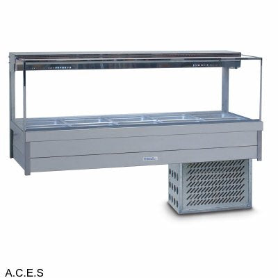 ROBAND SQUARE GLASS COLD FOOD BARS - REFRIGERATED COLD PLATE ONLY - DOUBLE ROW - 10 Pans-Auscaterquip