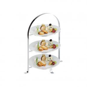 APS HIGH TEA STAND 3-TIER CHROME PLATED 430mm x 260mm EA