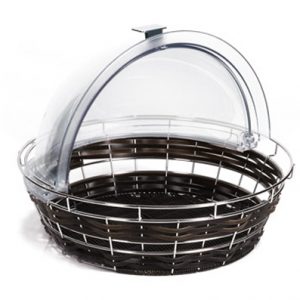 APS BREAD BASKET POLYRATTAN ROUND 400mm D/BROWN W/FRAME EA