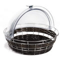APS BREAD BASKET POLYRATTAN ROUND 400mm D/BROWN W/FRAME EA
