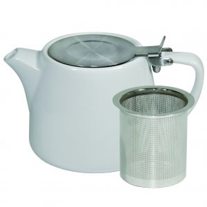 Brew -WHITE STACKABLE TEAPOT 600ml SS INFUSER/LID EA