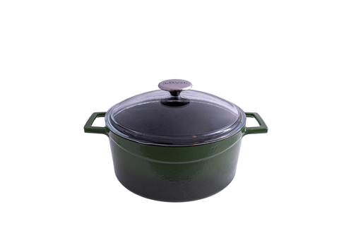 Lava GLAZE CASSEROLE-ROUND | GLASS LID | 6.7lt | 280mm Ø GREEN (Each)