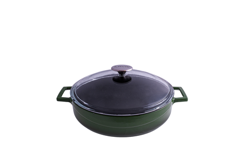 Lava GLAZE CASSEROLE-ROUND | LOW | GLASS LID|  3.4lt | 280mm Ø GREEN (Each)