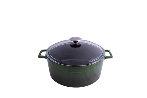 Lava GLAZE CASSEROLE-ROUND | GLASS LID | 4.5lt | 240mm Ø GREEN (Each)