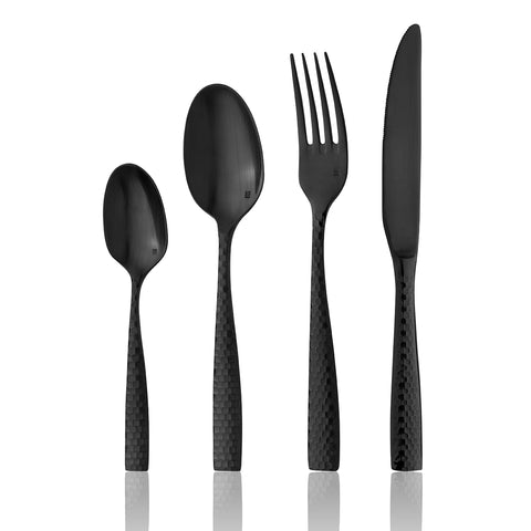 Fortessa  LUCCA FACETED DESSERT FORK-18/10 MATT BLACK  (Doz)