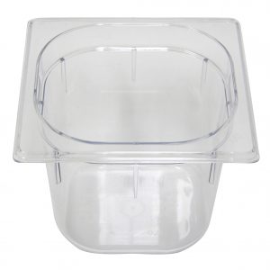 Inox Macel POLYCARBONATE CLEAR GASTRONORM PAN-1/6 SIZE 150mm2.25l EA
