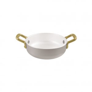 Paderno MINIATURE PAELLA ALUMINUM w/WHT CERAMIC 120mm EA