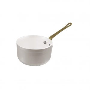 Paderno MINIATURE SAUCEPAN ALUMINUM w/WHT CERAMIC 100mm EA