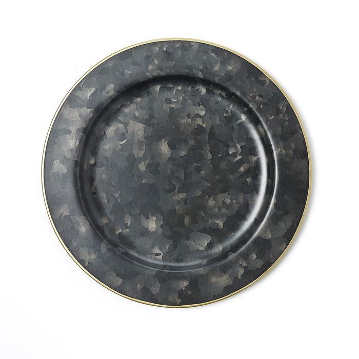 Chef Inox CONEY ISL-GALVANISED BLACK ROUND PLATE WIDE RIM GOLD 230mm EA