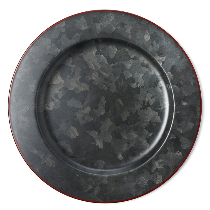 Chef Inox CONEY ISL-GALVANISED BLACK ROUND PLATE WIDE RIM RED 280mm EA