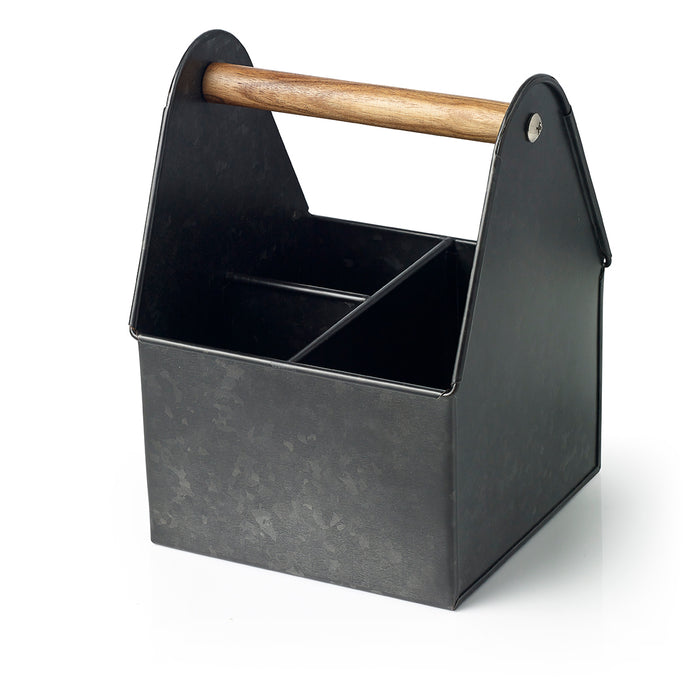 Chef Inox CONEY ISL-UTENSIL CADDY 3 COMP BLACK WOOD HDL 170x170x230mm EA