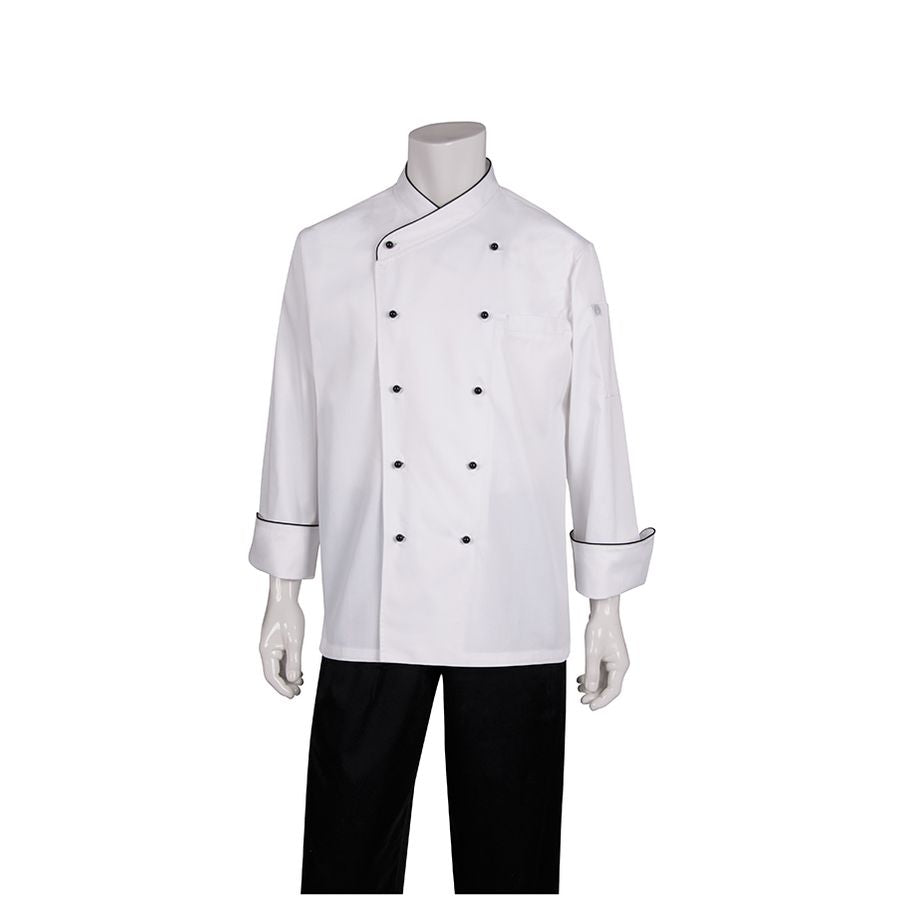 Coogee Classic Chef Jacket with Black Piping-Auscaterquip