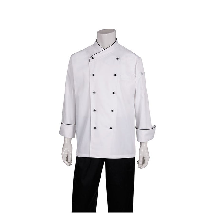 Coogee Classic Chef Jacket with Black Piping-Auscaterquip