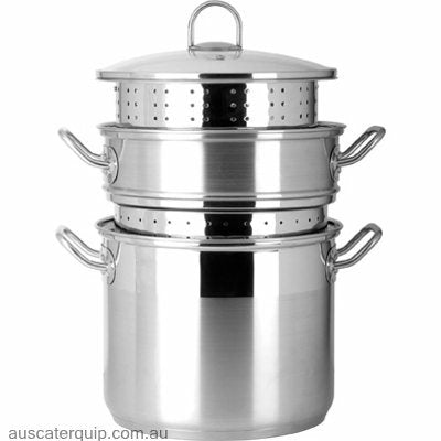 Chef Inox MULTI COOKER-4pc 9.0lt w/LID S/S HDL "PROFESSIONAL"-Auscaterquip