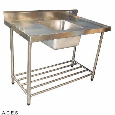 RYNO 700 SERIES SINKS - SINGLE SINK BENCH WITH 150 MM HIGH SPLASH BACK-Auscaterquip
