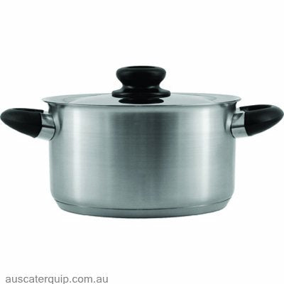 Chef Inox SAUCEPOT-S/S 240x140mm 6.0lt w/LIDBAKELITE HDL CLUB-Auscaterquip