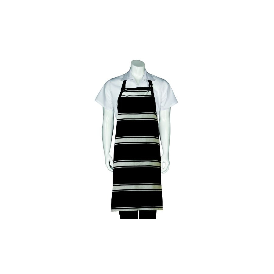 Navy Butcher Stripe Bib Apron-Auscaterquip