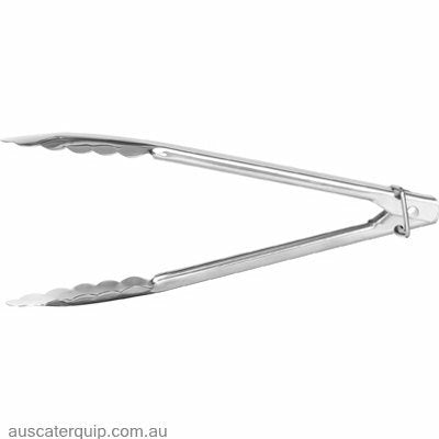 Chef Inox TONG-UTILITY 180mm SILICONE HEAD-BLACK-Auscaterquip