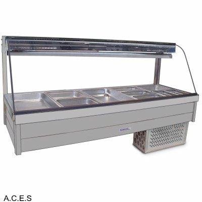 ROBAND CURVED GLASS COLD FOOD BARS - REFRIGERATED COLD PLATE & CROSS FIN COIL - DOUBLE ROW - 8 Pans-Auscaterquip