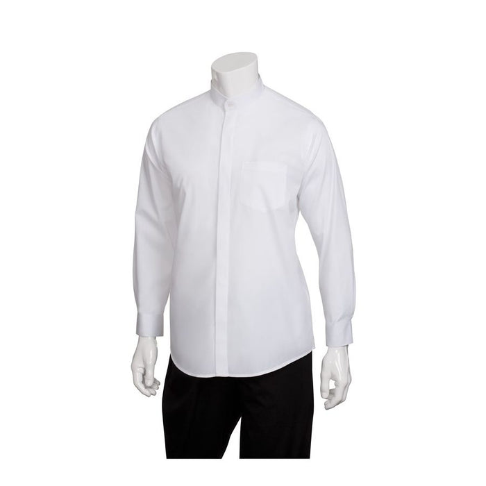Men's White Banded Collar Shirt-Auscaterquip