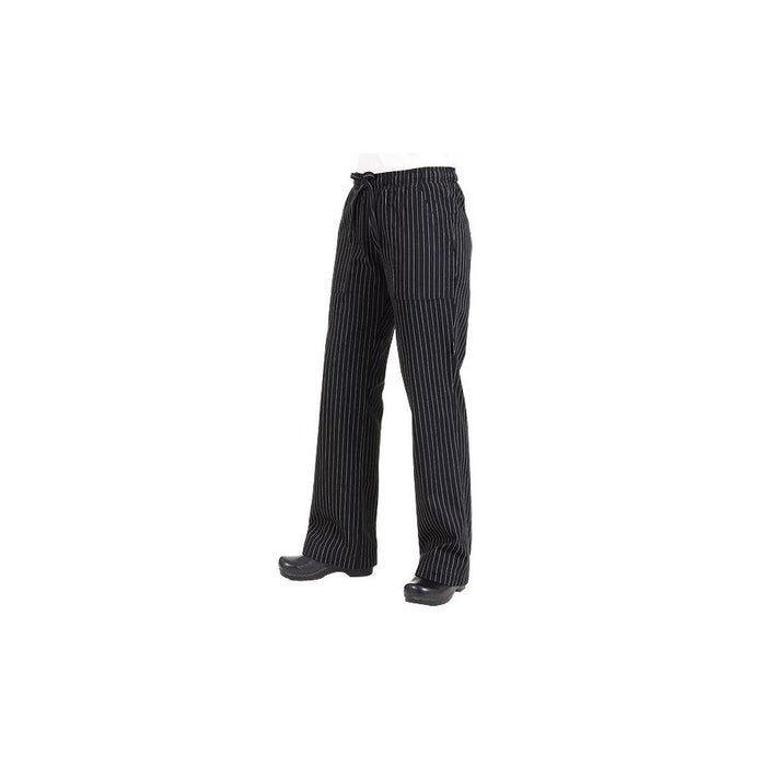 Women's Black Pinstripe Chef Pants-Auscaterquip