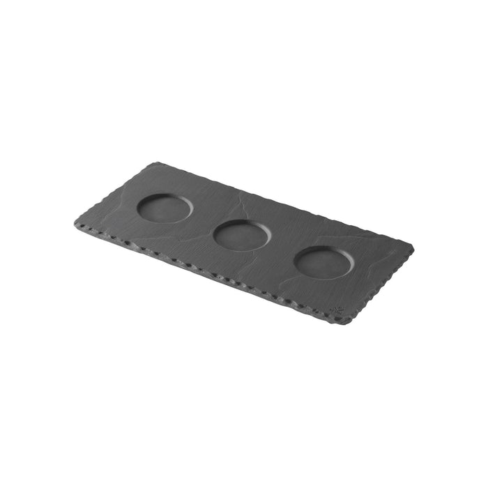 Revol REVOL BASALT TRAY WITH 3 WELLS 250x120mm-Auscaterquip