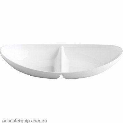 JAB OVAL DISH- 2 COMPARTMENT 420x20mm (JAB0042)-Auscaterquip