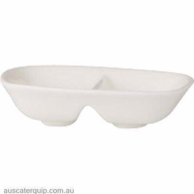 Royal Bone China SAUCE DISH 2 DIV- 90x90mm ASCOT(B0569)-Auscaterquip