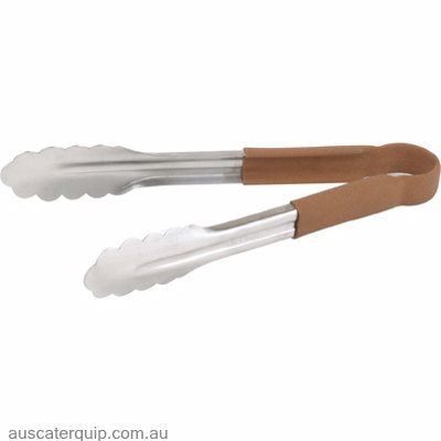 Chef Inox TONG-UTILITY S/S 230mm BROWN-Auscaterquip