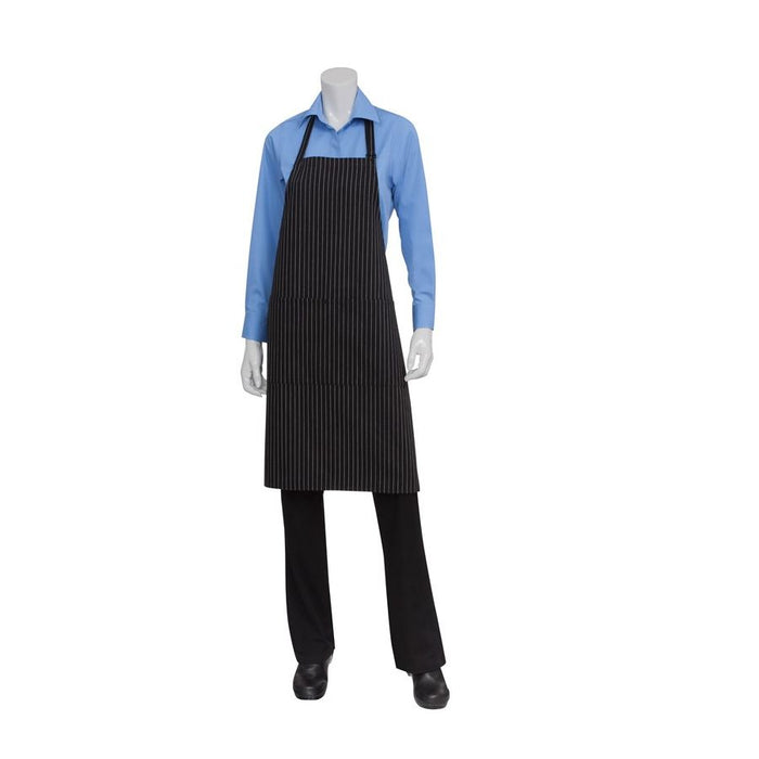 Black/ White Pinstripe Bib Apron-Auscaterquip