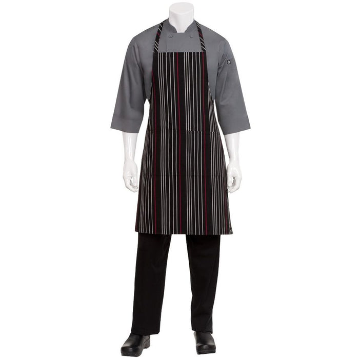 Black/White/Red Striped Bib Apron-Auscaterquip
