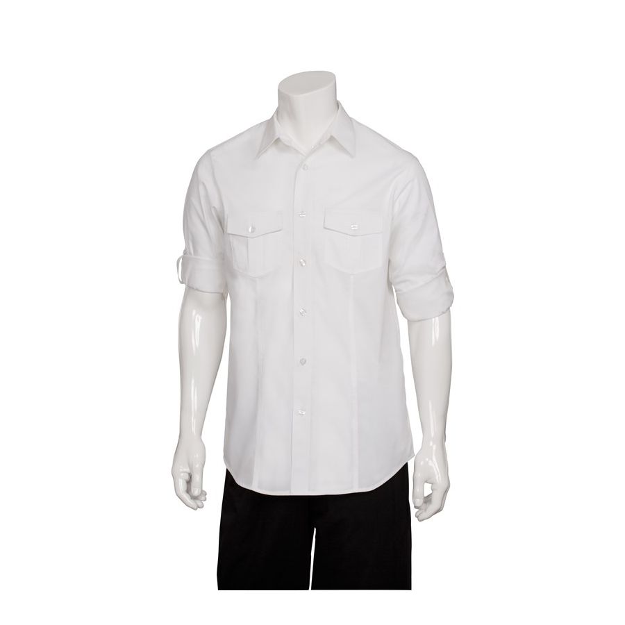 Men's White Two Pocket Shirt-Auscaterquip