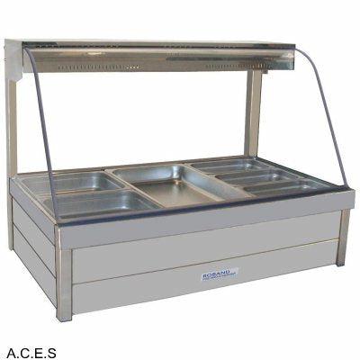ROBAND CURVED GLASS HOT FOOD DISPLAY BARS - DOUBLE ROW - 6 Pans-Auscaterquip