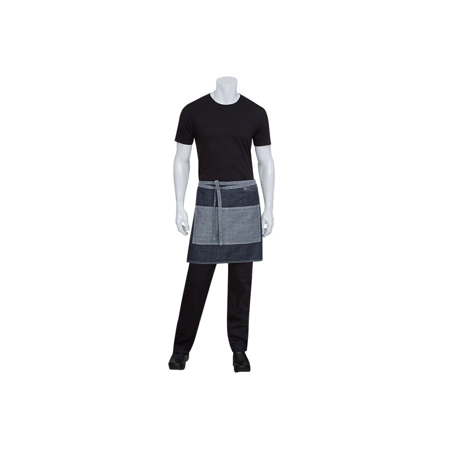 Manhattan Indigo Blue/White Denim Half Apron-Auscaterquip