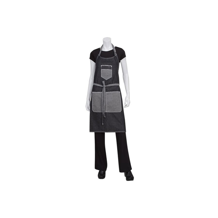 Bronx Black Denim Bib Apron With Scoop Neck-Auscaterquip