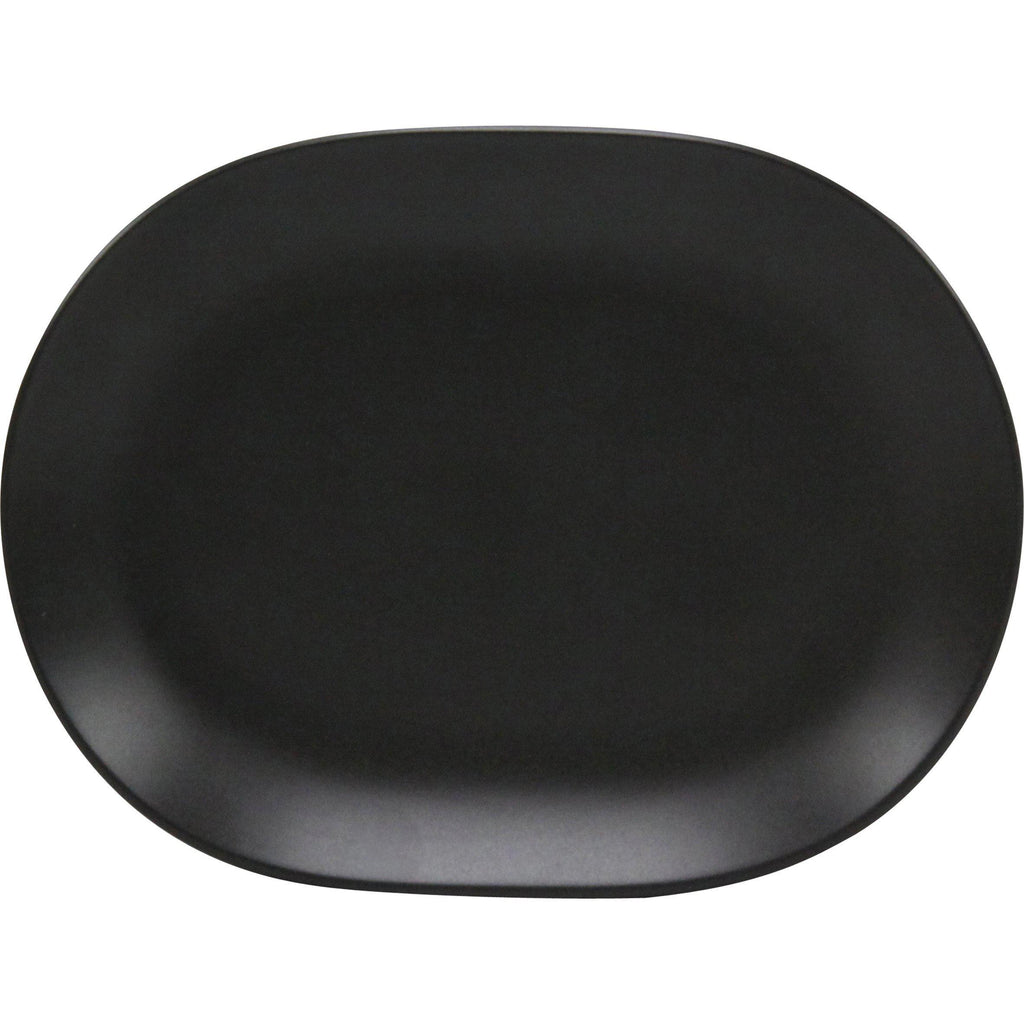 Rene Ozorio RIMMED OVAL PLATTER-207mm AURA, MATT BLACK (994820)-Auscaterquip