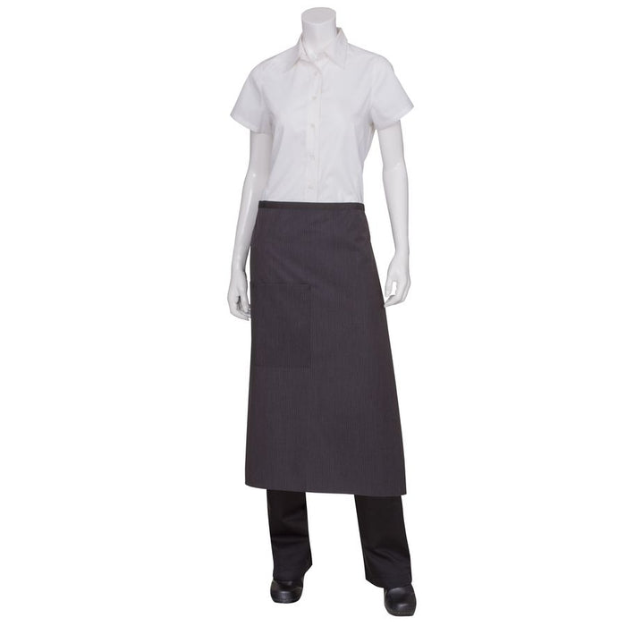 Black Fine Striped 3/4 Apron with Black Ties-Auscaterquip