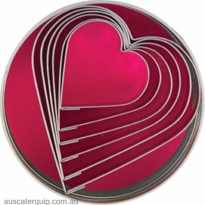 Chef Inox CUTTER SET-18/8 HEART 6pc SIZE: 50-90mm-Auscaterquip