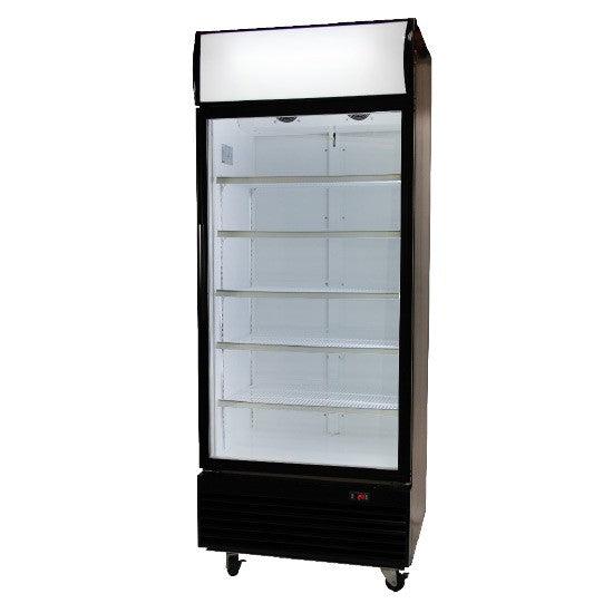 GM0660LB LED ECO Flat Glass Door 660L Upright Display Chiller with Lighbox (Black)