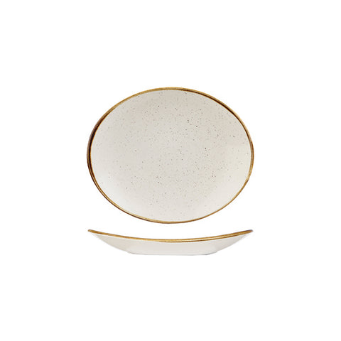 Churchill STONECAST OVAL COUPE PLATE-192mm  BARLEY WHITE (x12)