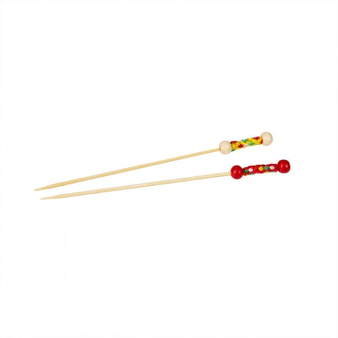 Design En Bouche  BAMBOO SKEWER-ASSORTED COLOURED BALLS | 120mm | 100pcs/Pack  BAMBOO (Pack)
